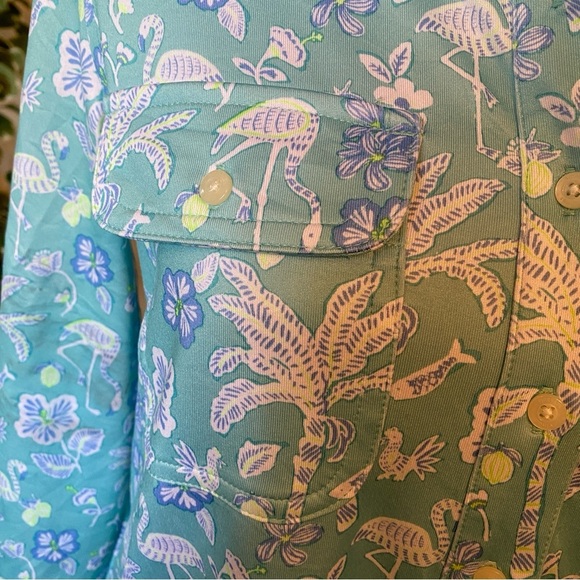 Vineyard Vines • Tropical Flamingo Floral 3/4 Sleeve Preppy Shirt Dress • Size S - Picture 3 of 8